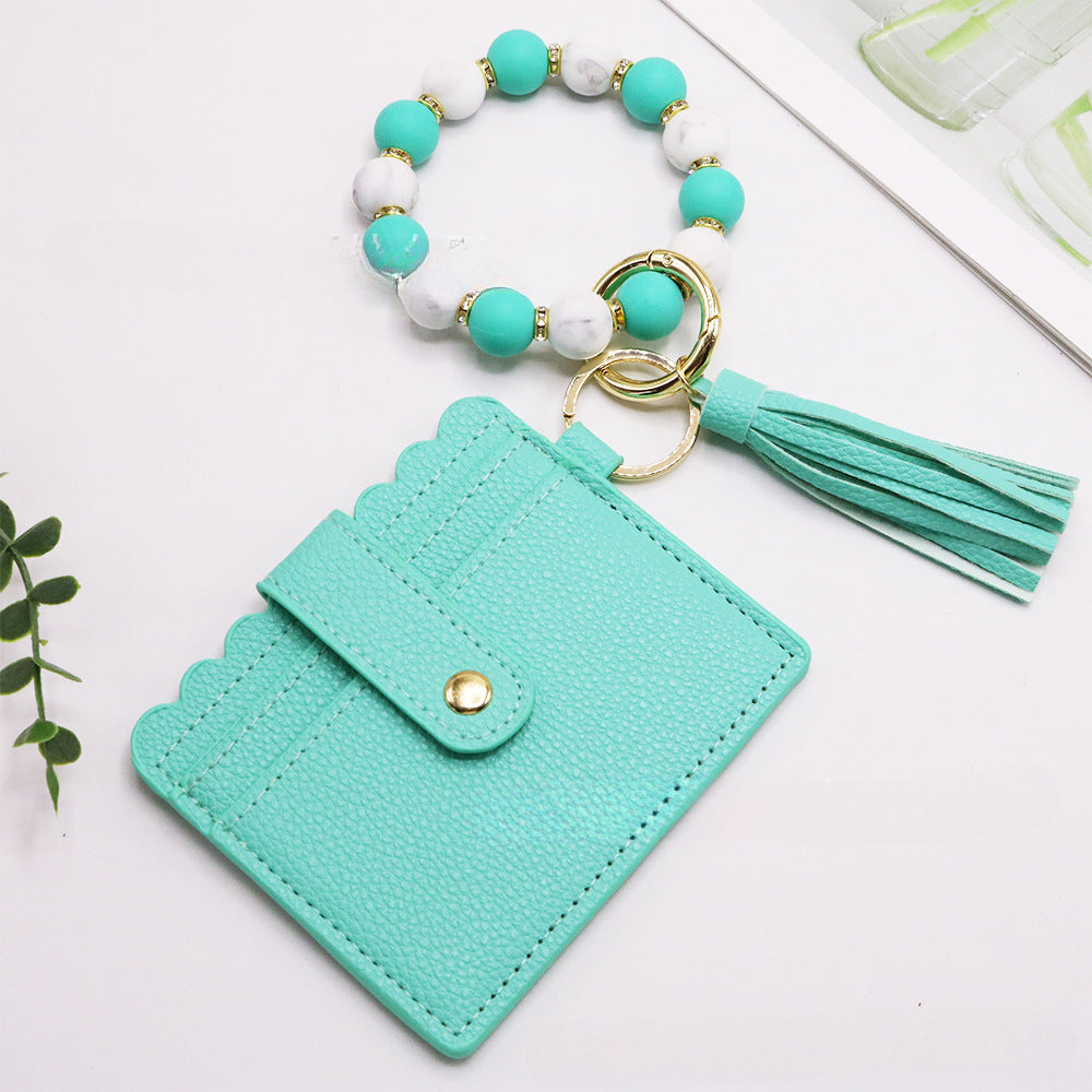 Wholesale Colorful Card Holder Silicone Bracelet Keychain